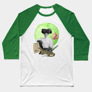 Lime Sun Lizard Tulip Lady Collage Design Baseball T-Shirt